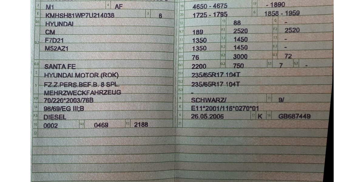 Hyundai Santa Fe 248.250 km 1.700 &euro; Bedburg 50181