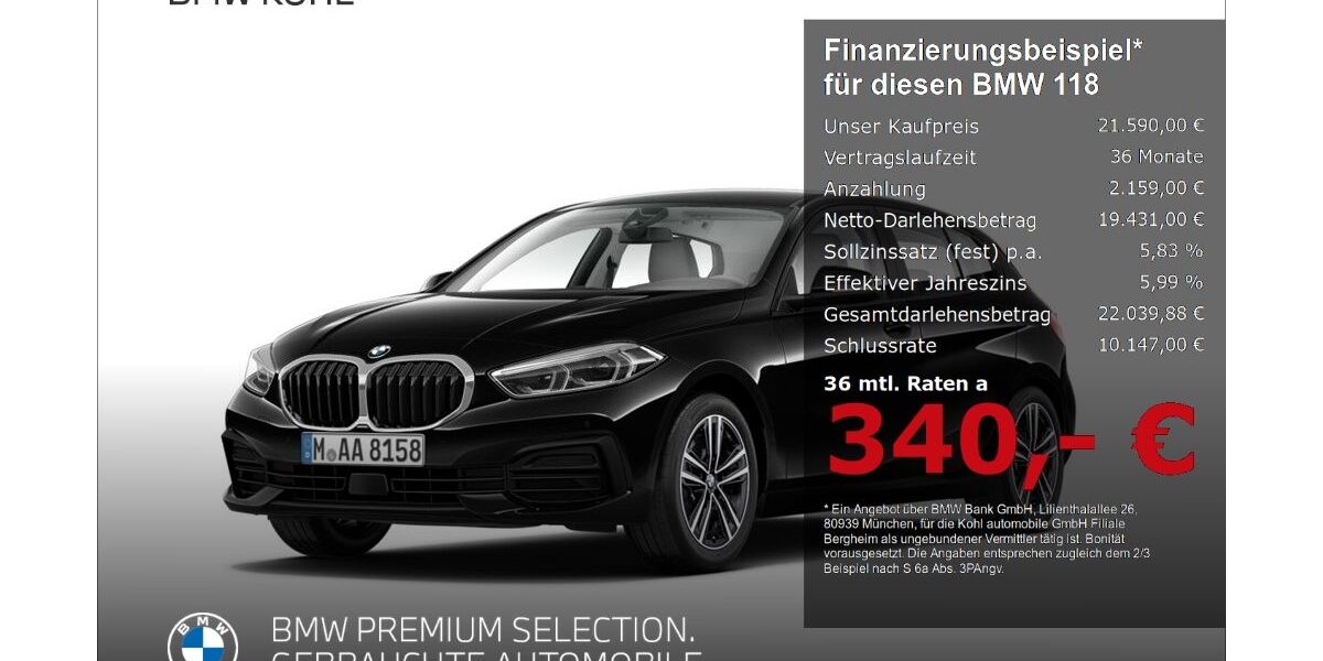 BMW 118 33.894 km 20.990 &euro; Bergheim 50126